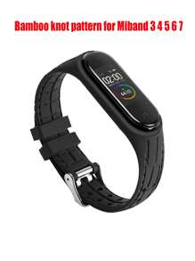 1pc Men Women Bamboo Joints Strap Compatible With Xiaomi Mi Band 7 6 5 4 3 , Honeycomb Texture Compatible With Mi Band 8 Bracelet Sport Belt Silicone Watchband Replacement Smartwatch Bracelet Compatible With Xiaomi Mi Band 3 4 5 6 7 8 Strap Red