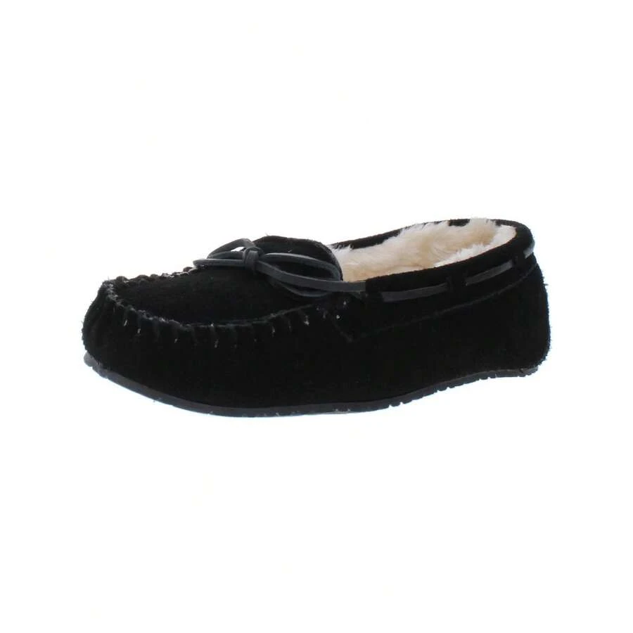 Minnetonka Lodge Trapper Womens Suede Slip On Moccasins - đen/tự nhiên - Xem 1