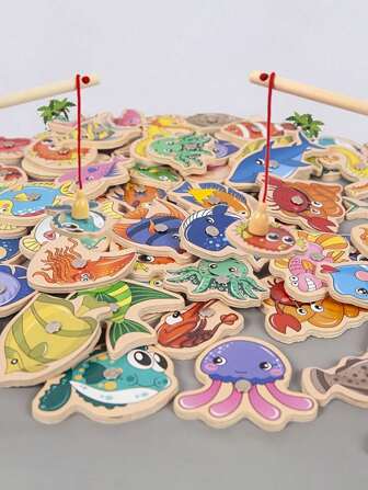 Juguete de pesca magnética de madera de estilo Montessori para decoración navideña, juego de conocimiento de vida marina con dibujos animados, materiales de juegos interactivos educativos, juguetes de pesca magnética, juguetes, juguetes Montessori, pesca, juguetes, juguetes para niños, juguetes Montessori, juguetes, juguetes para niños, juguetes Montessori