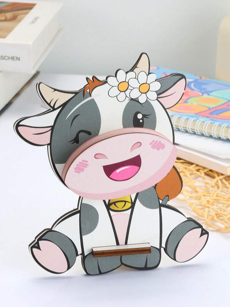 حامل نظارات خشبي بتصميم البقرة الشخصية، عرض النظارات الخشبية المصنوعة يدويًا بتصميم رعاة البقر، حامل طاولة ملحقات النظارات للمنزل والمكتب - البقرة 2 - مشاهدة 2