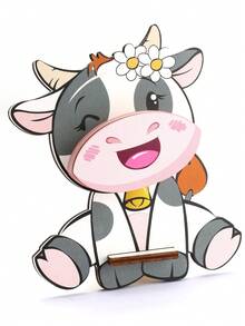 1pc Creative Wood Cow Glasses Holder Stand,Cute Animal Cowboy Handmade Wooden Carving  Eyeglass Display Rack,Glasses Accessories Rack For Home, Office, Desk, Nightstand. - Cow 2 - View 6