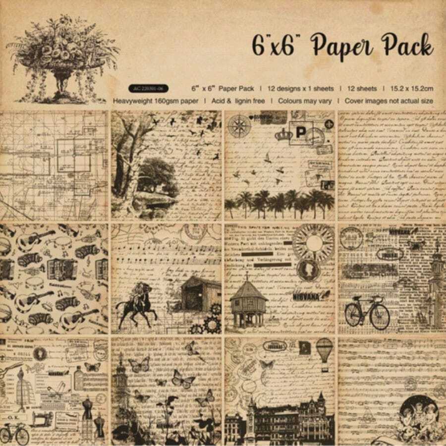 Papel para Scrapbooking de 6 pulgadas Papel para manualidades del papel Papel de fondo del álbum DIY de una cara - Conjunto de 12 tarjetas - Gris Claro - Ver 1