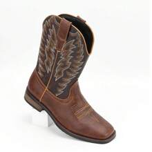 Botas de moda retro bordadas de alta cima para hombre estilo desierto occidental - Marrón 1 - Ver 5
