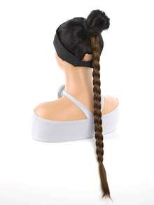 1件兒童合成高溫柔軟頭髮假髮，適用於編辮子和馬尾辮，適合女孩日常穿著，淺啡色 - Light Brown - 查看 6