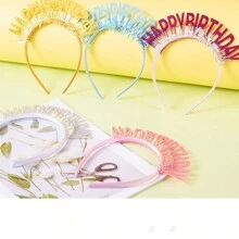 5pcs New Birthday Headbands With Shiny Gold Dust, English "Happy Birthday" Lettering For Party Decorations And Atmosphere - Multicolor - View 10