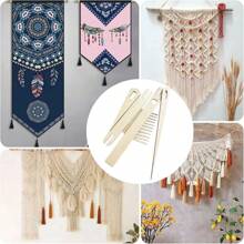 Set de 5pcs de telar de madera, incluyendo lanzadera de tejido de madera y peine de tejer, herramientas DIY para tejer y hacer manualidades de tejido - Blanco - Ver 1
