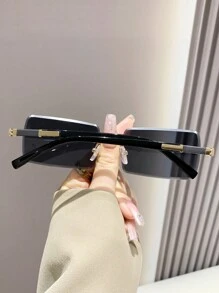 矩形无框太阳镜男/女金属复古时尚经典装饰户外旅行海滩度假防紫外线眼镜太阳镜海滩太阳镜女士海滩配饰太阳镜太阳镜色调时尚遮阳优雅装扮家庭出游旅行度假夏季海滩度假、户外、旅行 - 彩色 - 查看 4