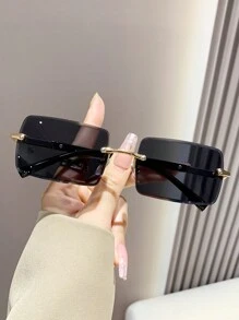 矩形无框太阳镜男/女金属复古时尚经典装饰户外旅行海滩度假防紫外线眼镜太阳镜海滩太阳镜女士海滩配饰太阳镜太阳镜色调时尚遮阳优雅装扮家庭出游旅行度假夏季海滩度假、户外、旅行 - 彩色 - 查看 2
