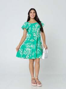 Tween Girls Dresses - màu xanh lá - Xem 1