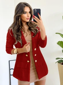 Women Blazers - Màu Đỏ Sâu - Xem 2