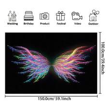 1pc Rainbow Angel Wings Photography Backdrop, For Romantic Wedding Engagement Party, Cake Table Decoration, Studio Photography Props, Available In 4 Sizes - Multicolor - View 2
