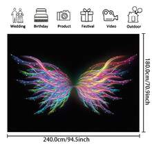 1pc Rainbow Angel Wings Photography Backdrop, For Romantic Wedding Engagement Party, Cake Table Decoration, Studio Photography Props, Available In 4 Sizes - Multicolor - View 5