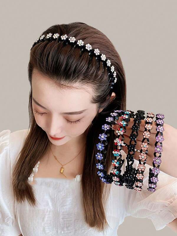 1pc Women Colorful Sparkling Crystal Wave Hairband, Hair Hoop For Hair Styling Headband,Hair Accessories Headbands