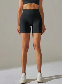 Nahtlose gestrickte Shorts aus Pfirsichhaut, enganliegend mit hohem Bund zur Bauchkontrolle und Po-Anhebung für Laufen, Fitness und Yoga Spandex Shorts Women Boxershorts