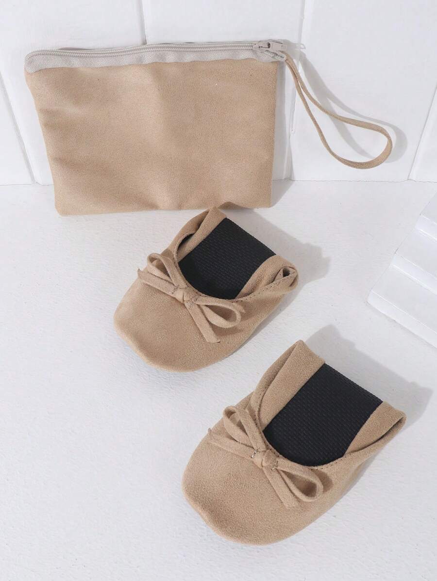 Scarpe da ballo da donna pieghevoli e scivolanti, di design con farfalle e fiori, comode e versatili, ideali per occasioni casual e per San Valentino - Albicocca - Visualizzare 1