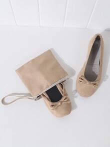 Scarpe da ballo da donna pieghevoli e scivolanti, di design con farfalle e fiori, comode e versatili, ideali per occasioni casual e per San Valentino - Albicocca - Visualizzare 4