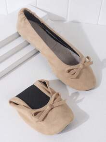 Scarpe da ballo da donna pieghevoli e scivolanti, di design con farfalle e fiori, comode e versatili, ideali per occasioni casual e per San Valentino - Albicocca - Visualizzare 3