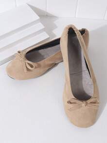 Scarpe da ballo da donna pieghevoli e scivolanti, di design con farfalle e fiori, comode e versatili, ideali per occasioni casual e per San Valentino - Albicocca - Visualizzare 5