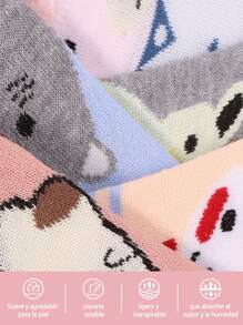 12 Pairs Of Women's Invisible Socks, Tines Girls Cute Socks With Ears, With Animal Cartoons - 彩色 - 查看 11