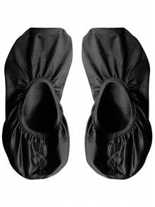 1對家用辦公室防水防塵鞋套，可重複使用和清洗 - 黑色 - 查看 4