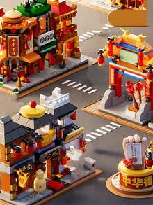 1入組街景建築模型/微小型微粒建築積木玩具,創意有趣的臭豆腐車/章魚小丸子車/冰淇淋車/新鮮果汁車/烤栗子車/熱狗面包車/串燒車/甜點車結構拼圖裝配,學習益智遊戲 - 彩色 - 查看 5