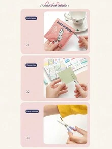 Tijeras Lindas En Forma De Garra De Gato Con Diseño Plegable En Un Tamaño Portátil Con Degradado De Colores, Cortador Para Papel Y Diario, Regalo Creativo Para Chicas - Verde - Ver 6