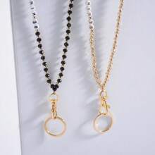 1 Piece Crystal Beads Work Id Lanyard Be Kind Letter Mobile Phone Chain Women's Cute Teacher Lanyard Key Chain Necklace Id Badge Glasses Mask Chain - Multicolor - View 9