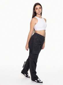 Women Pants - 深灰色 - 查看 2