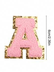 1 bộ miếng dán chữ cái A-Z, tổng cộng 26 miếng, nhãn dán chữ cái ủi, thích hợp cho quần áo, áo khoác, túi xách và các phụ kiện trang trí khác, nhãn dán huy hiệu chữ cái. - Hồng - Xem 3