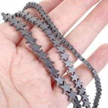 1條天然赤鐵礦石黑色啞面幾何圖案愛心立方圓珠珠寶製作配件耳環項鍊diy配件 15" - 彩色 - 查看 10