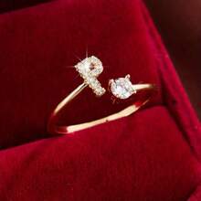 1Pc A-Z Letter Wrap Ring Inlaid Shining You Got An Alphabet To Choose Make Your Call Match Daily Outfits
