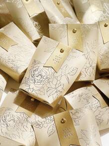 10 piezas de Mini Caja de Regalo con Cinta, Caja de Cartón Cajas de Regalo Pequeña para Decorar Bodas, Cumpleaños, Fiestas de Baby Shower, Caja de Flores, Caja de Dulces de Boda, Caja de Regalo de Boda - Dorado - Ver 1