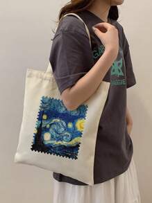 In trời sao Giải trí Túi tote đeo vai , Có thể mang đi Túi mua sắm - Màu be - Xem 1