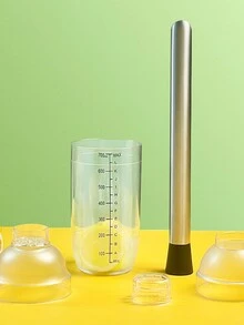 1pc Snowflake Cocktail Shaker With Scale, Lemon Juicer, Handmade Shaker, Tool Set For Snowy Milk Tea Shop - Clear - View 2