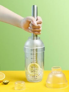 1pc Snowflake Cocktail Shaker With Scale, Lemon Juicer, Handmade Shaker, Tool Set For Snowy Milk Tea Shop - Clear - View 4