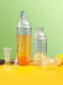 1pc Snowflake Cocktail Shaker With Scale, Lemon Juicer, Handmade Shaker, Tool Set For Snowy Milk Tea Shop - Clear - View 3