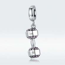 WOSTU 1 Pièce Pendentif De Sport De Football De Basket-ball De Tennis De Volleyball De Série D'été En Argent Sterling Authentique 925 Perles De Sport De Boxe Haltère De Forme Physique À La Mode Pour Les Femmes, La Fabrication De Bijoux Fins