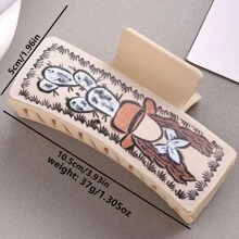 1个女士西部牛仔风格亚克力发夹，适合日常通勤，可个性化定制 - 米色 - 查看 4