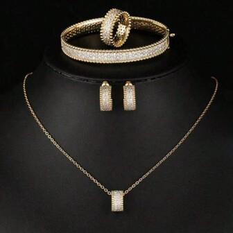 1set Fashionable Bohemian Style Kal Oscope Women Jewelry Set Including Ring, Earrings, Necklace And Bracelet