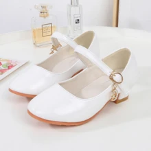 Girls Princess Shoes Sequins Sweet Bows High Heels Wedding Party Dress Shoes Dance Bright Diamond Cosplay Christmas Festival Shoes Pink Blue Purple Gold Silver - 米色 - 查看 4