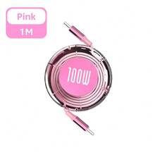 Cáp dữ liệu sạc nhanh C To C có thể thu vào 100W OLAF Tương thích với iPhone 15 MacBook Samsung Xiaomi USB C To Lightning Cable - Hồng - Xem 3