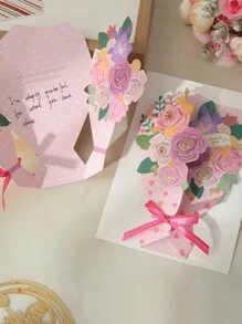 1 Set 3D Greeting Card For Mother's Day, Birthday, Festivity, Thanksgiving, Best Wishes And Message Card, Includes 1pc - Multicolor - View 1