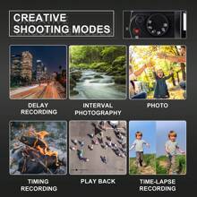 Nbd S100 Pro數碼相機攝影＆4k視頻,4800萬像素vlogging相機,180°翻轉屏幕,16倍數位放大,閃光燈和自動對焦,52mm廣角和微距鏡頭,2個電池,32gb Sd卡