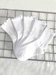 10 perechi de șosete de damă la modă cu volane și margini negre și albe, toamnă