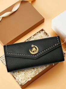 1 件时尚优雅大容量钱包女士手提包手拿包带浮雕设计生日礼物哥特感恩节 - 黑色 - 查看 3