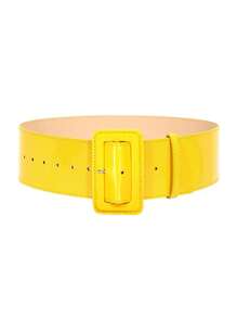 1 Pieza Cinturón Pu Con Espejo Para Mujer Con Hebilla De Bolso, Cinturón Pu Ancha En Color Dopamina Brillante, Adecuado Para Uso Diario - Rojo - Ver 2