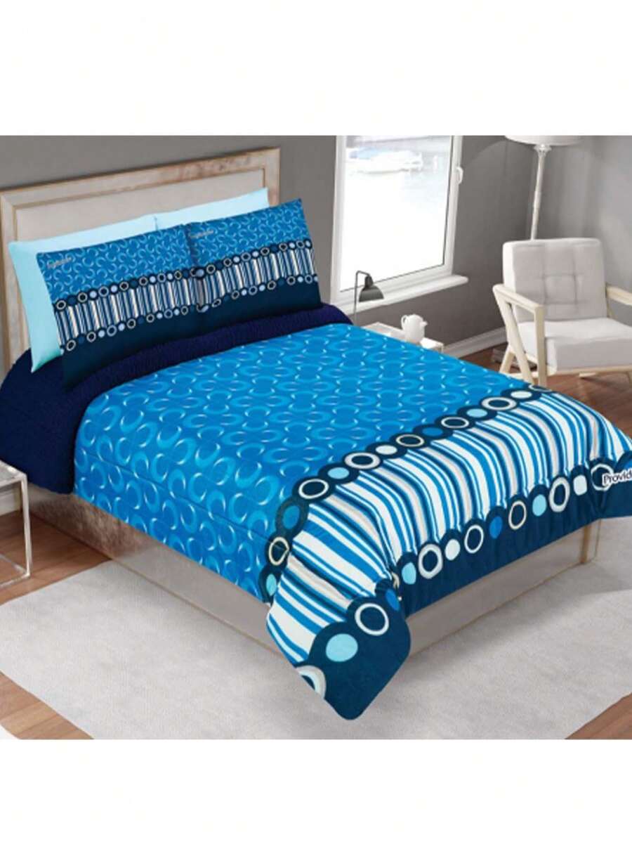 Cobertor Grueso Aborregado Super Calientito y Suave Matrimonial. - Azul y blanco - Ver 1