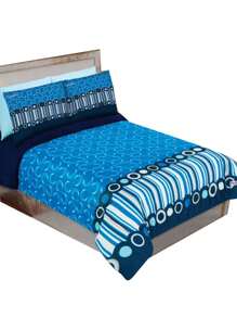 Cobertor Grueso Aborregado Super Calientito y Suave Matrimonial. - Azul y blanco - Ver 2