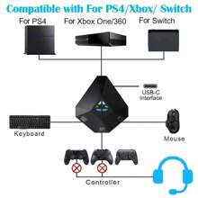 游戏键盘鼠标转换器适配器兼容 Switch/PS4/PS3/X-BOX ONE/360 控制台 - 黑色 - 查看 1