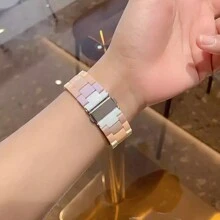 Huastonband 錶帶 + 保護殼，相容於 Ultra 3/2 系列 SE S10/S9/S8 S7 6 5 4，樹脂時尚多巴胺彩色可調節腕帶，杏色超薄鏤空軟材質全方位保護殼，38mm 40mm 41mm 42mm 44mm 45mm，2026 夏季熱銷新品，女性派對、海灘聚會、夏季配件，學生返校與畢業季禮物 - 彩色 - 查看 7